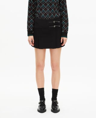 The Kooples F BLACK wrap skirt with short black western buckles