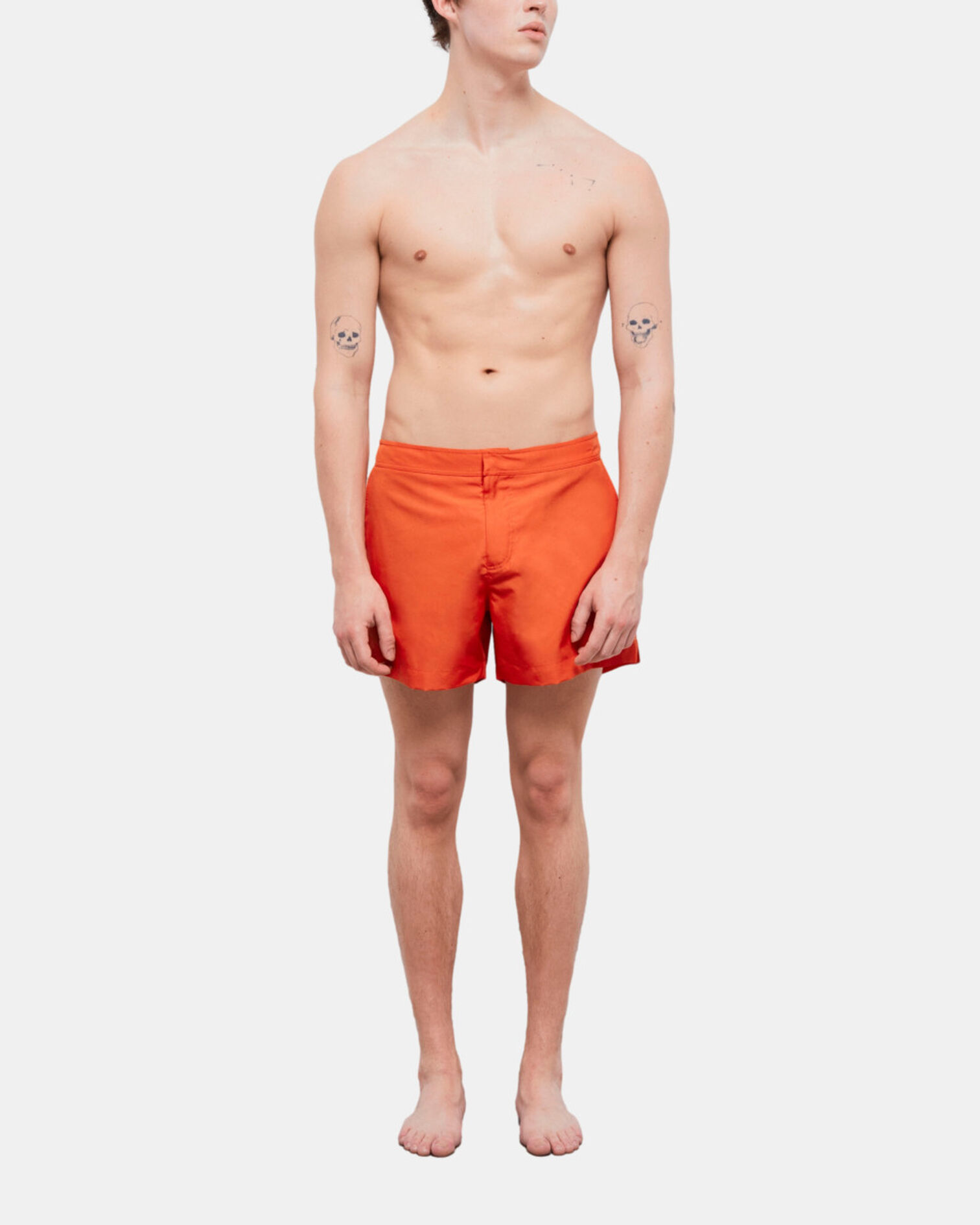 Orange swim shorts with logo, PUMPKIN, hi-res image number null