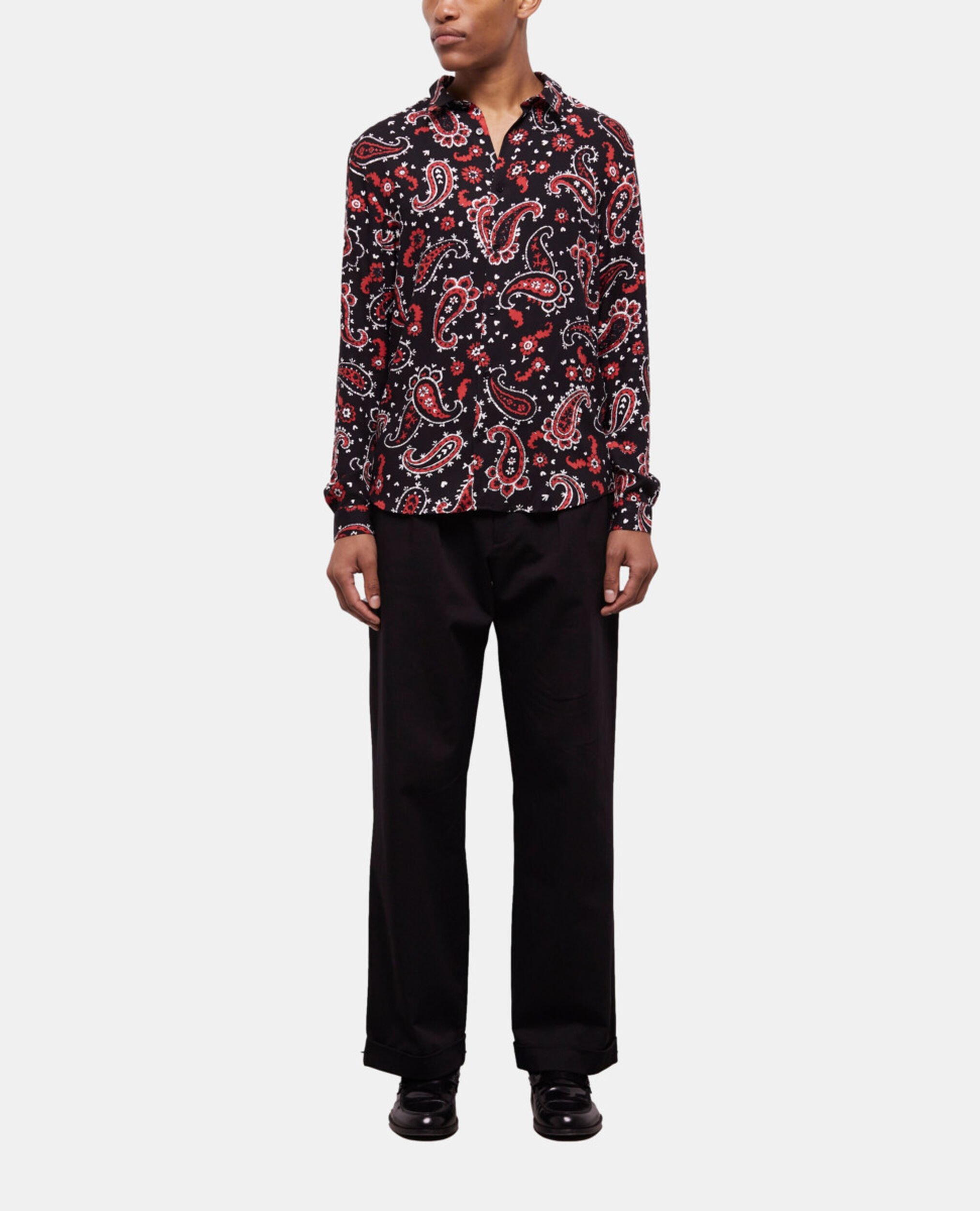 Printed shirt, BLACK - RED, hi-res image number null