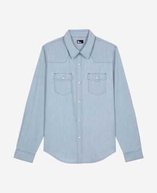 The Kooples HOMME BABY BLUE chemise en denim bleu clair
