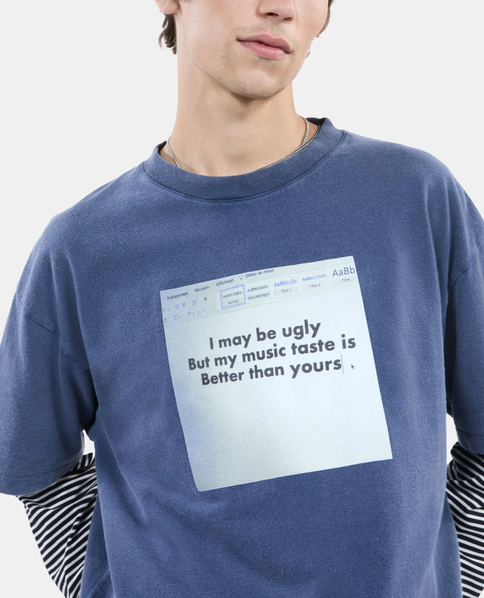 T-shirt à sérigraphie bleu, DARK BLUE, hi-res image number null