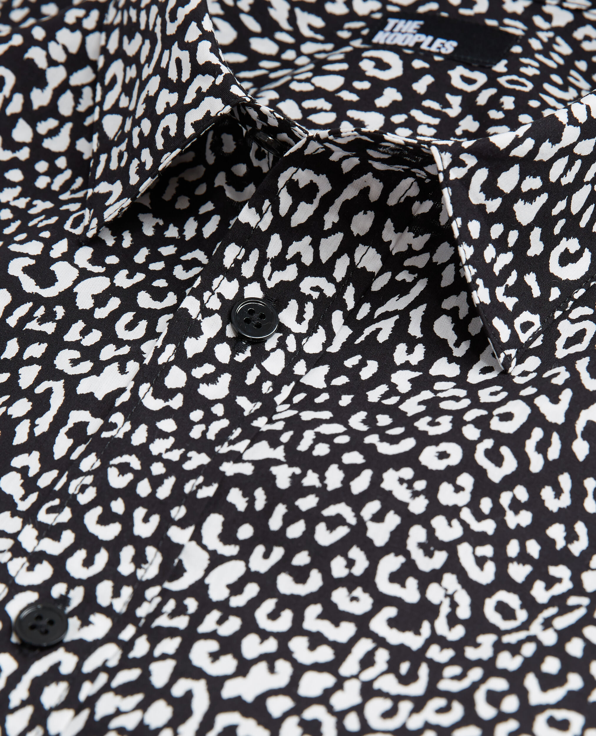 Black leopard print shirt with classic collar The Kooples US