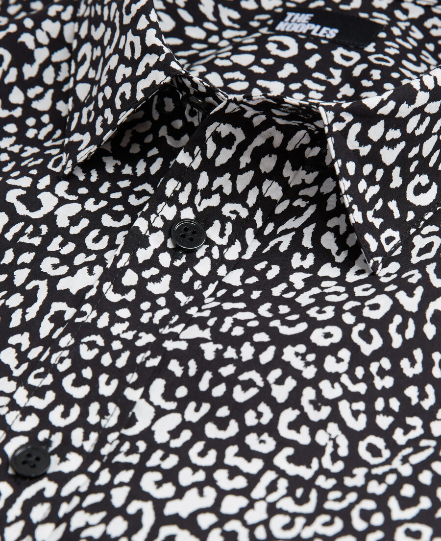 black leopard print shirt with classic collar