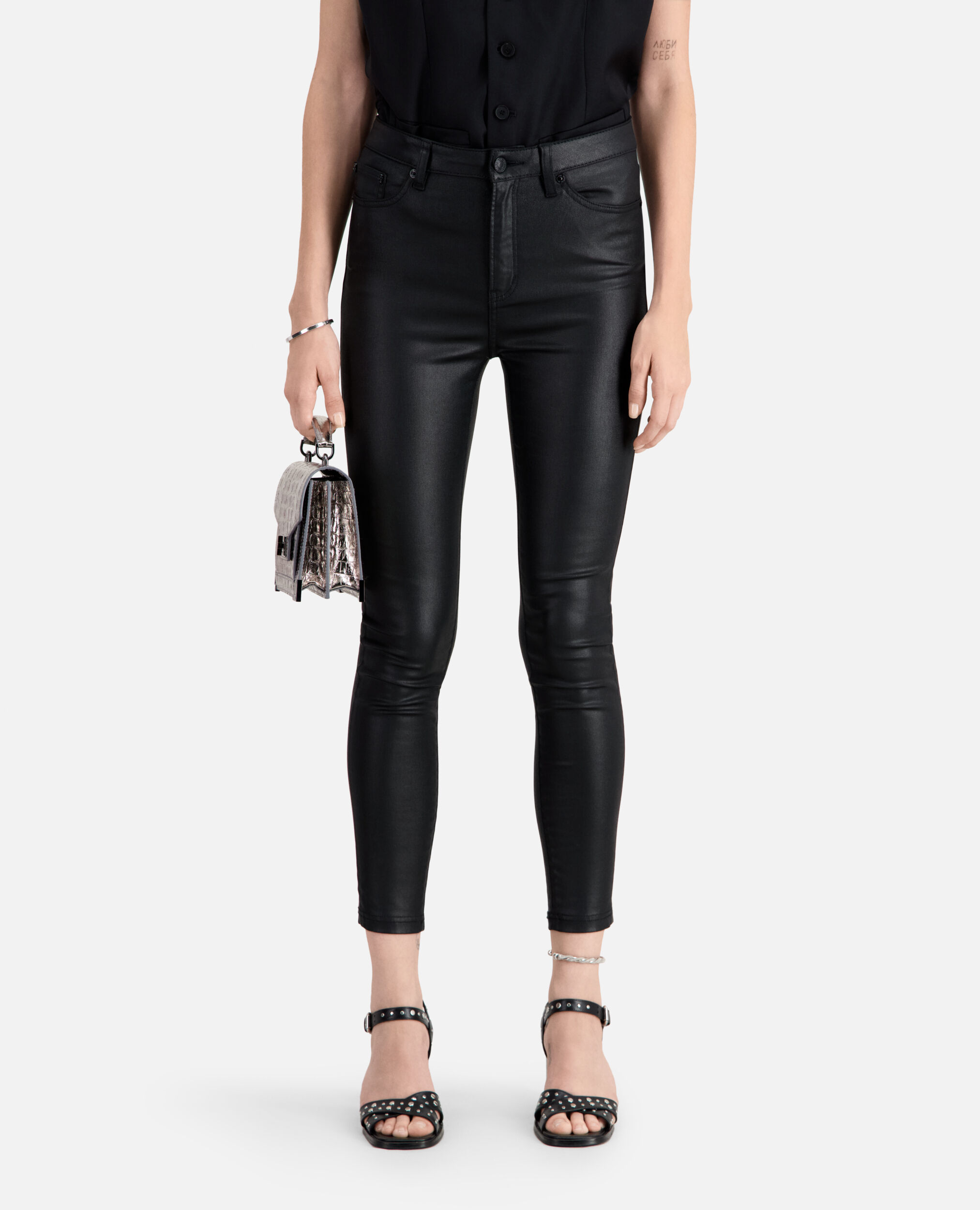 Jean noir effet cuir, BLACK, hi-res image number null