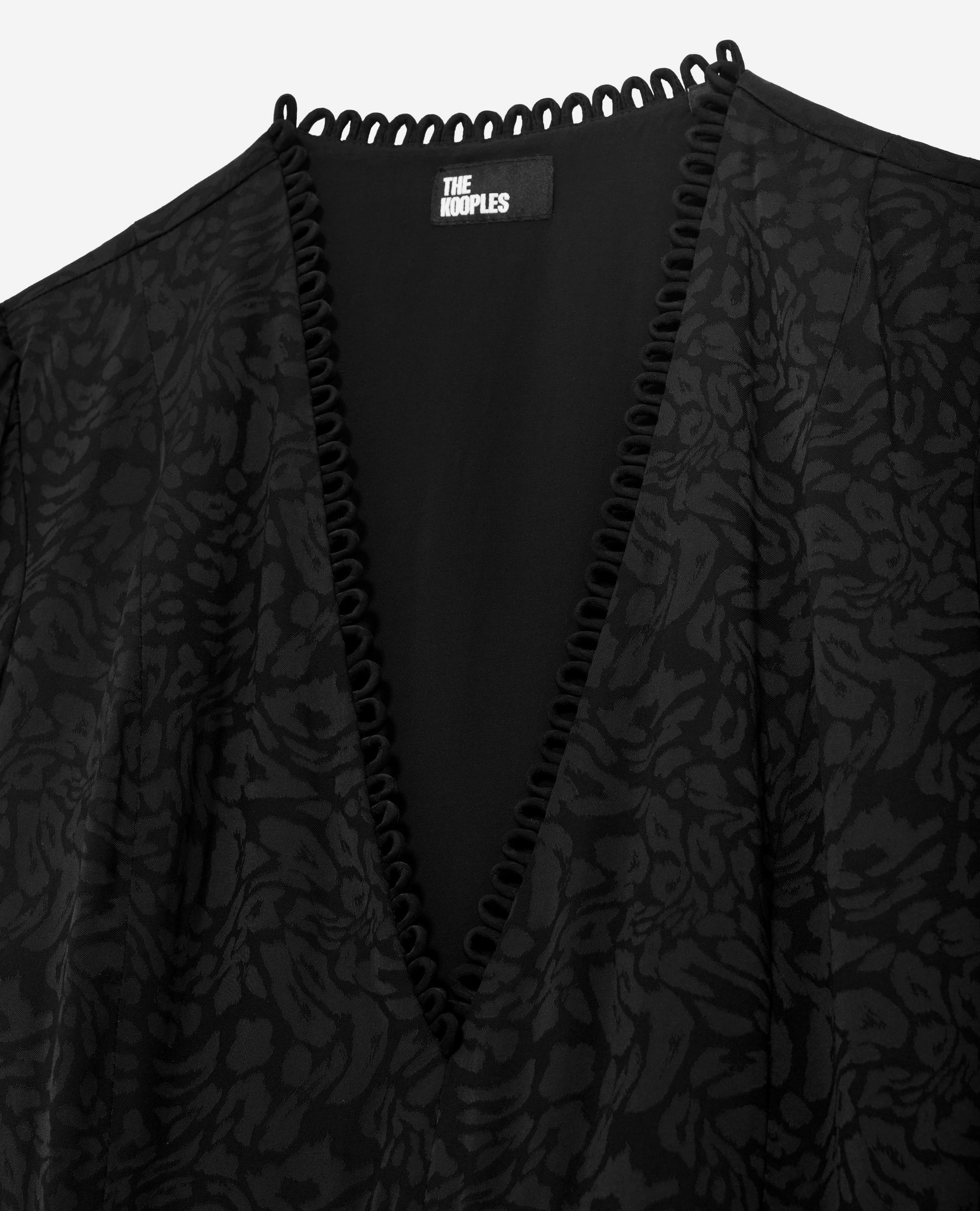 Robe courte en jacquard léopard noire, BLACK, hi-res image number null