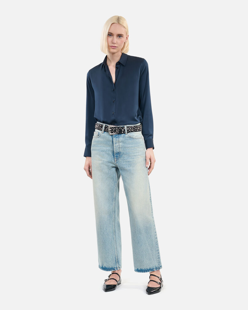 The Kooples DAMEN DARK NAVY marineblaues hemd aus seide