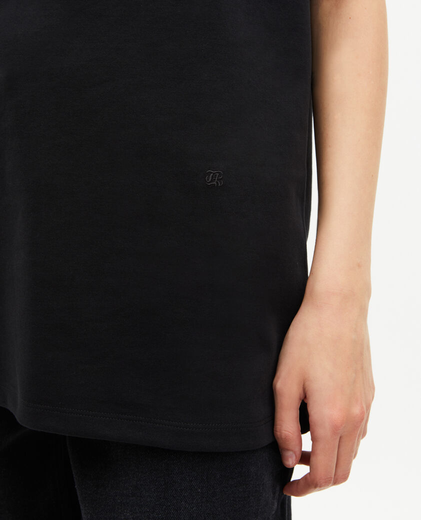 The Kooples MEN BLACK mixed t-shirt, straight, plain black