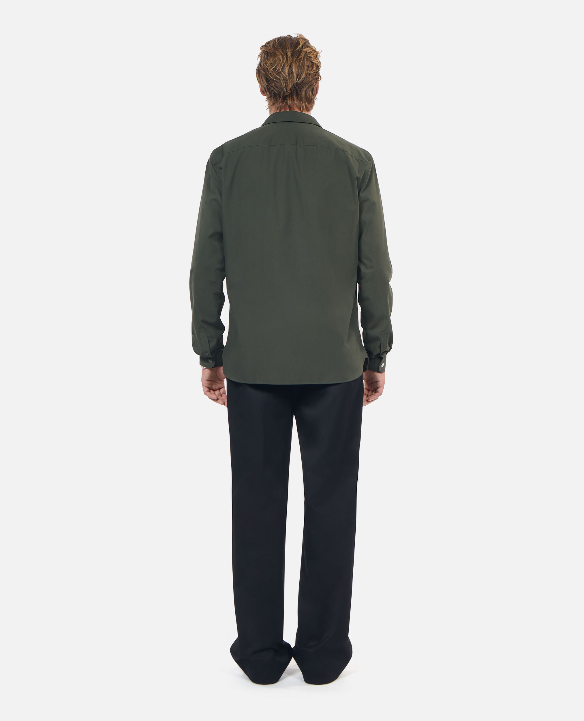 Khaki poplin shirt, DARK GREEN, hi-res image number null