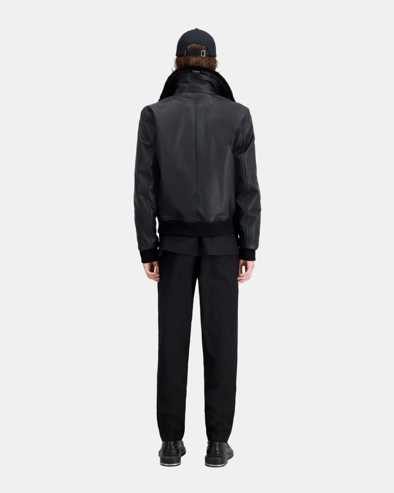 The Kooples HOMME BLACK blouson aviateur en cuir noir