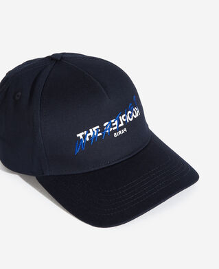 The Kooples MIXED NAVY navy blue cotton cap with embroidered &ldquo;what is&rdquo;