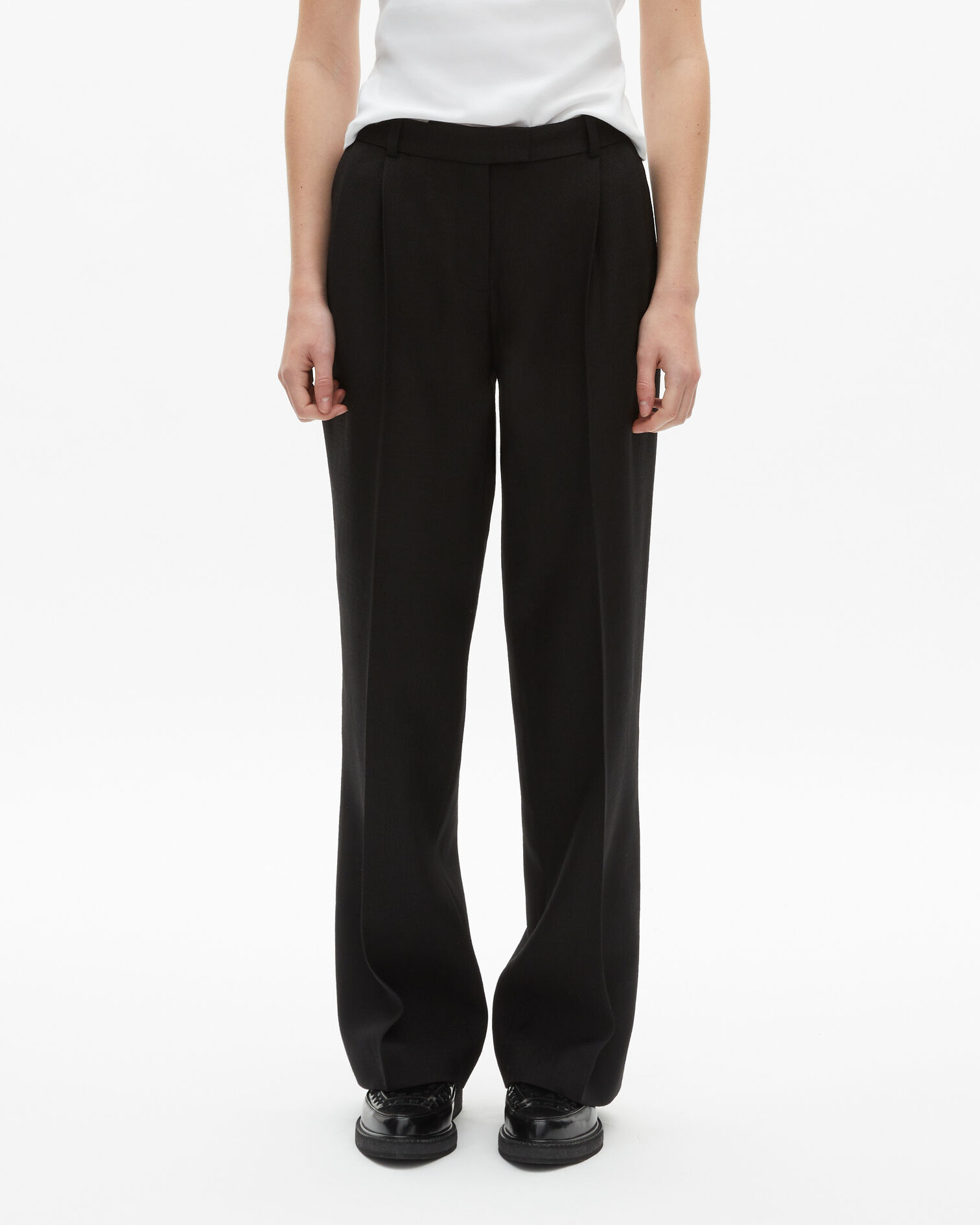 Black wide-leg pants, BLACK, hi-res image number null