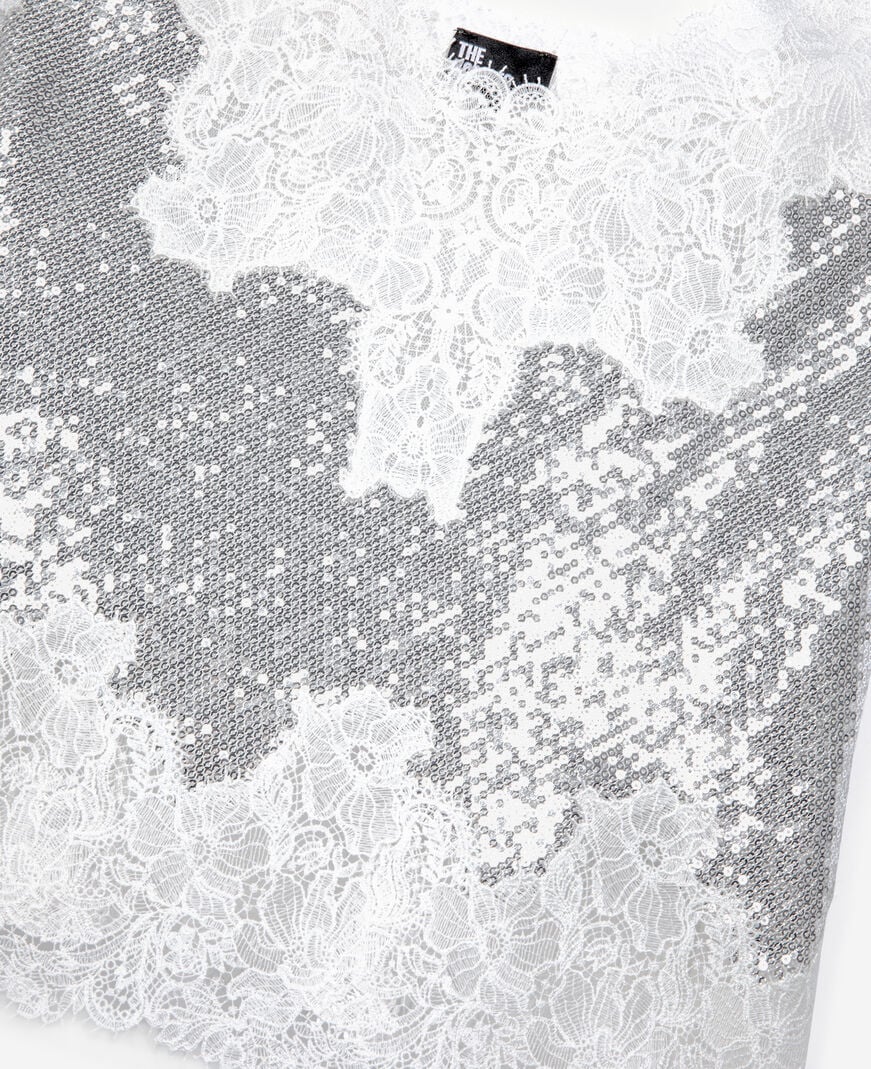 The Kooples F SILVER silver sequin and lace camisole