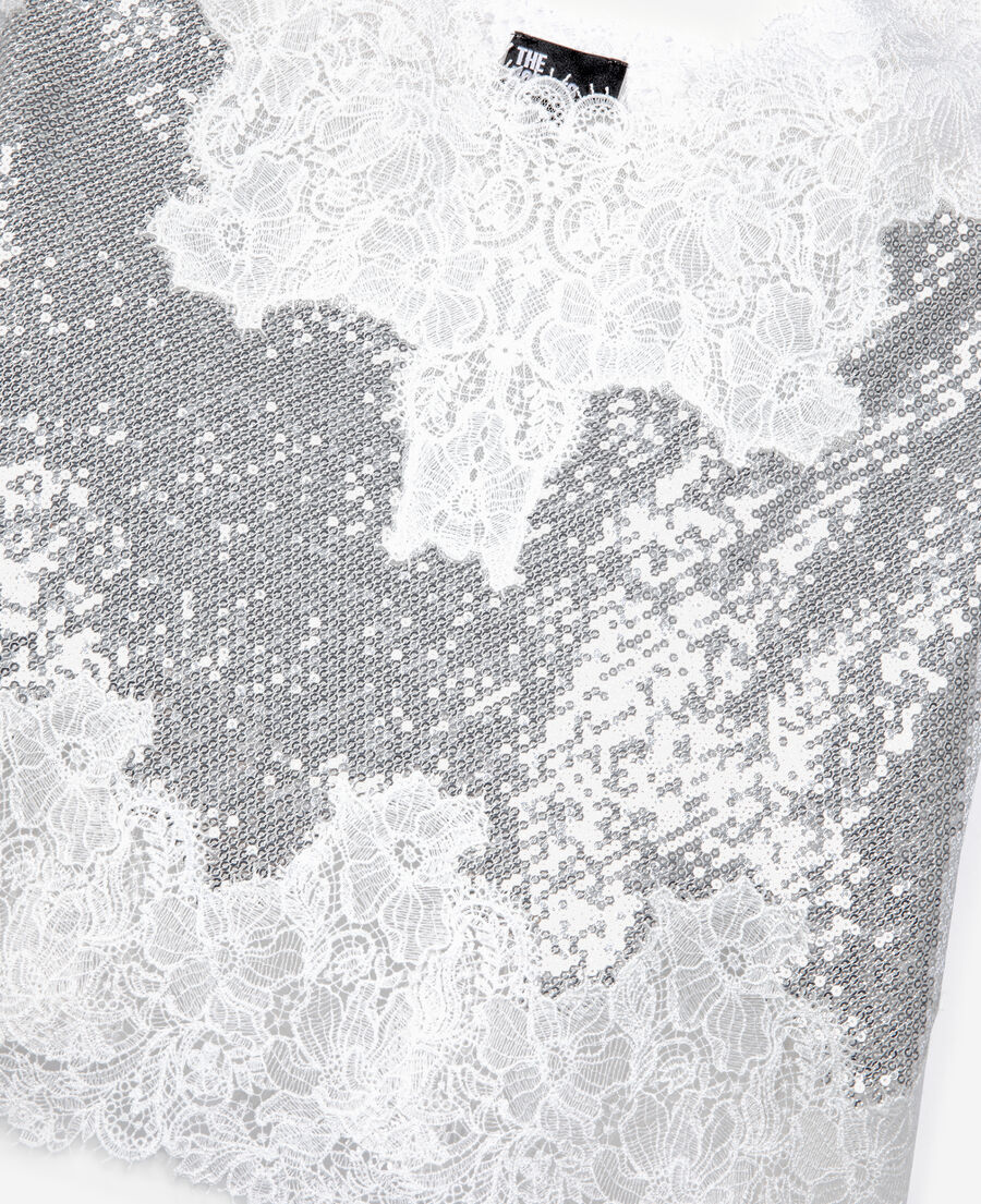 The Kooples F SILVER silver sequin and lace camisole
