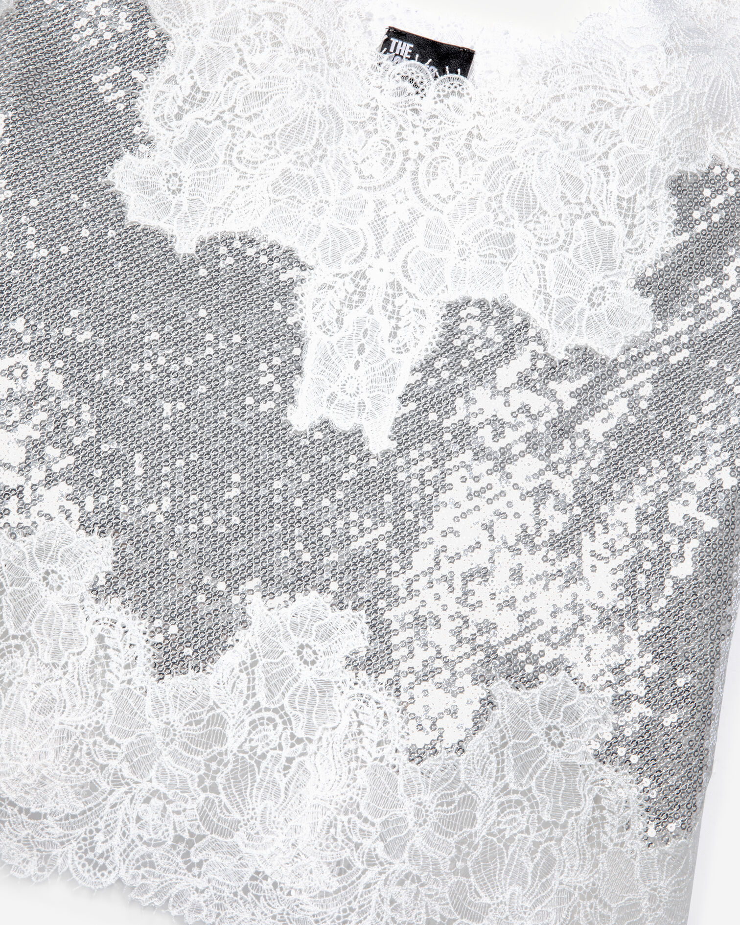 Silver sequin and lace camisole, SILVER, hi-res image number null
