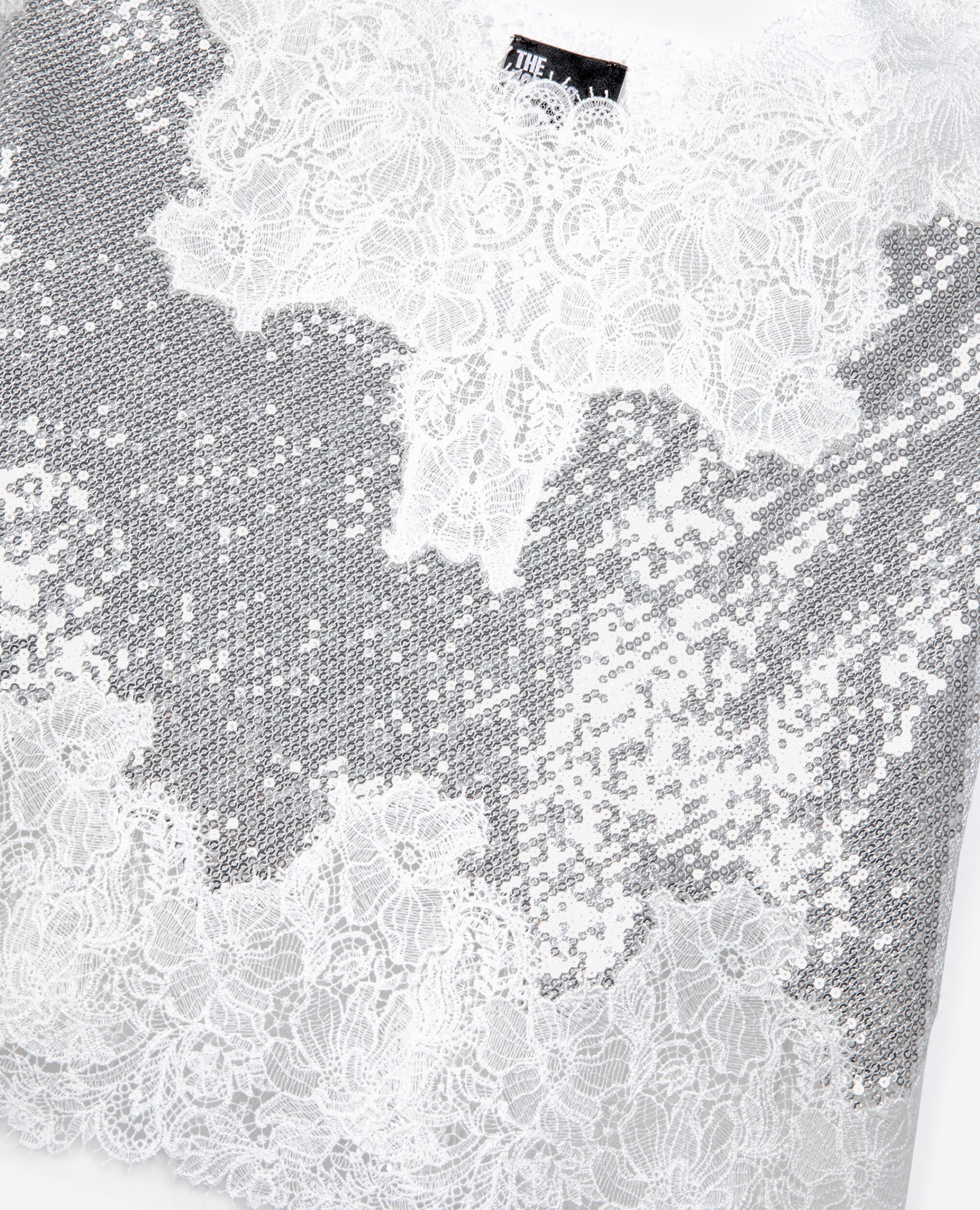 Silver sequin and lace camisole, SILVER, hi-res image number null