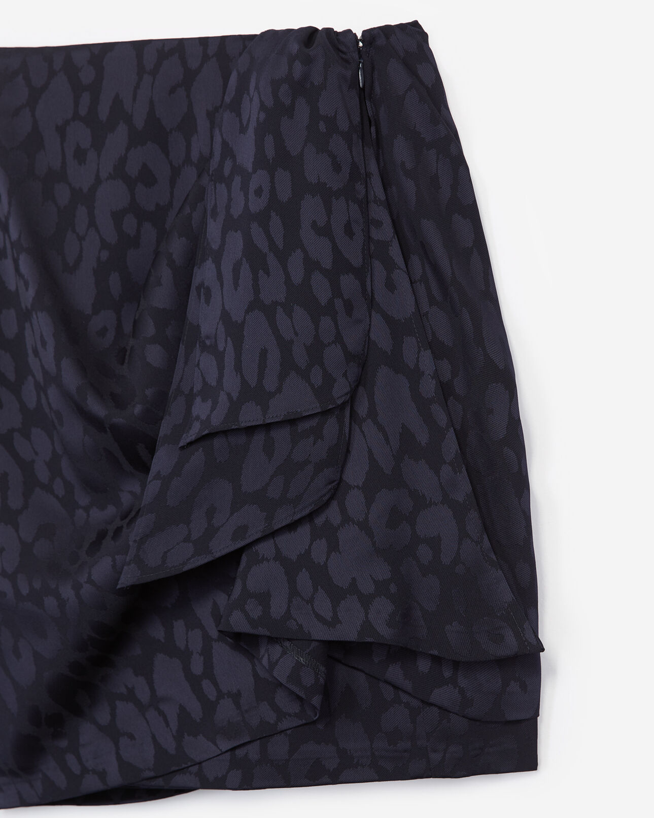The Kooples WOMEN NAVY straight short wrap skirt with leopard print
