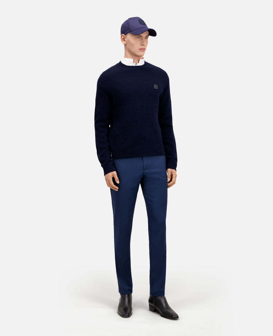 navy blue wool and alpaca blend sweater