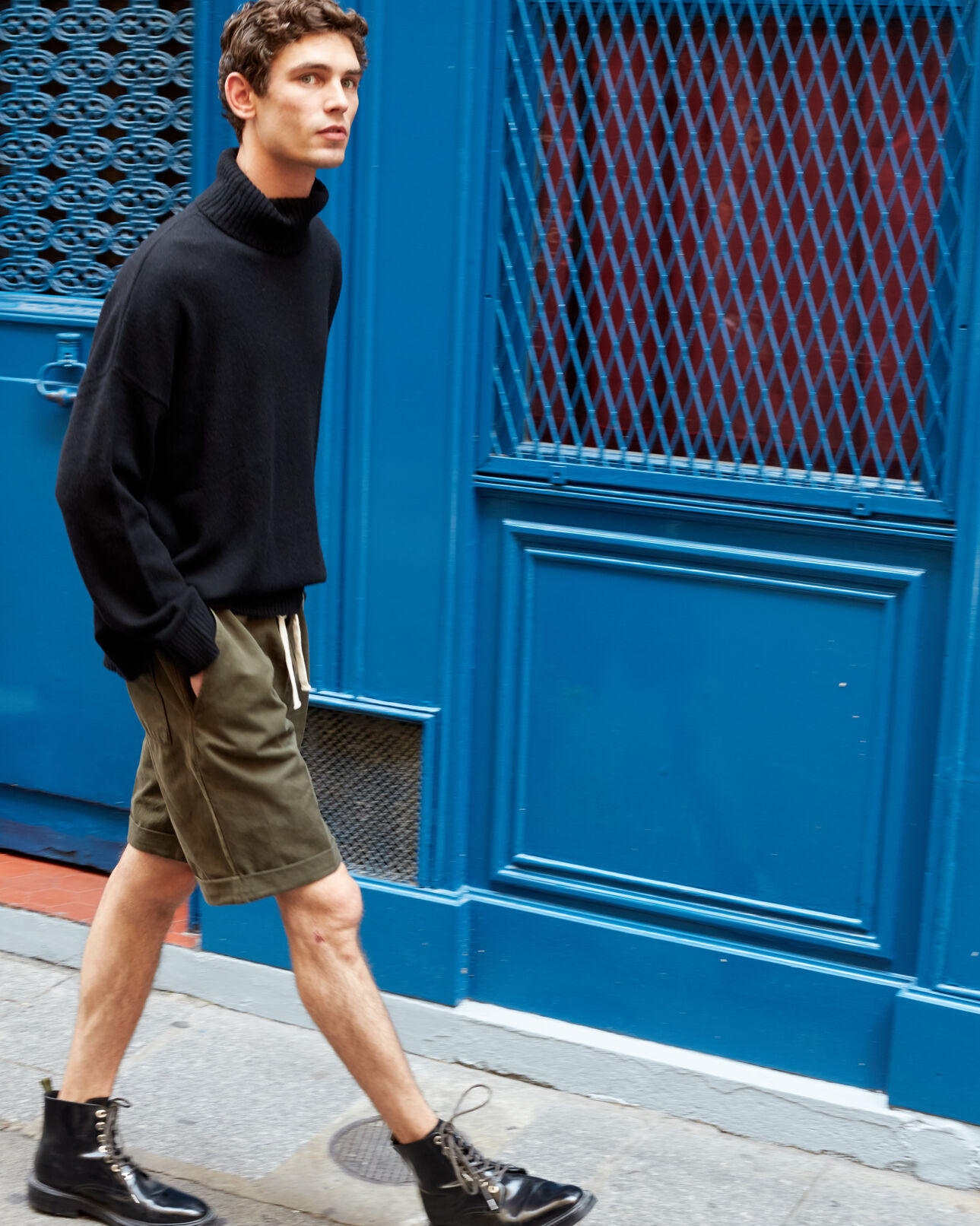The Kooples MEN BLACK black wool and cashmere turtleneck sweater