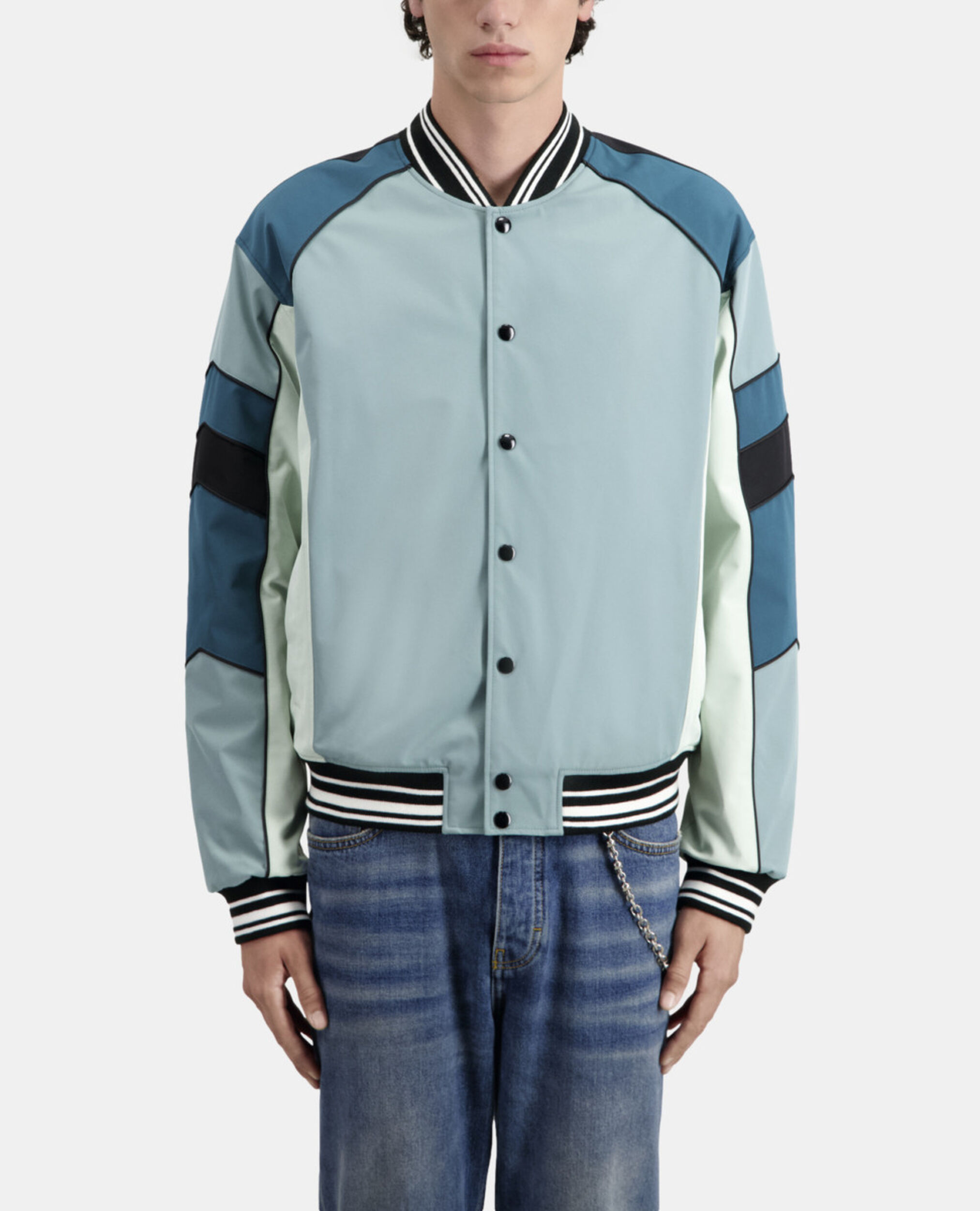 Blau-grüne Patchwork-Jacke , CELADON, hi-res image number null