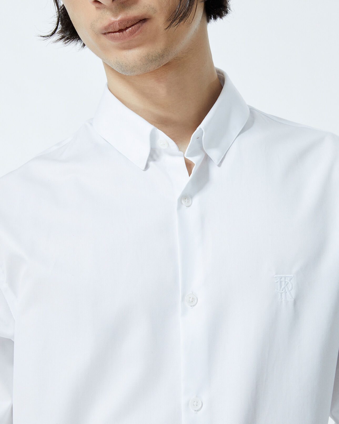 The Kooples MEN WHITE white classic-collar shirt w/embroidered logo