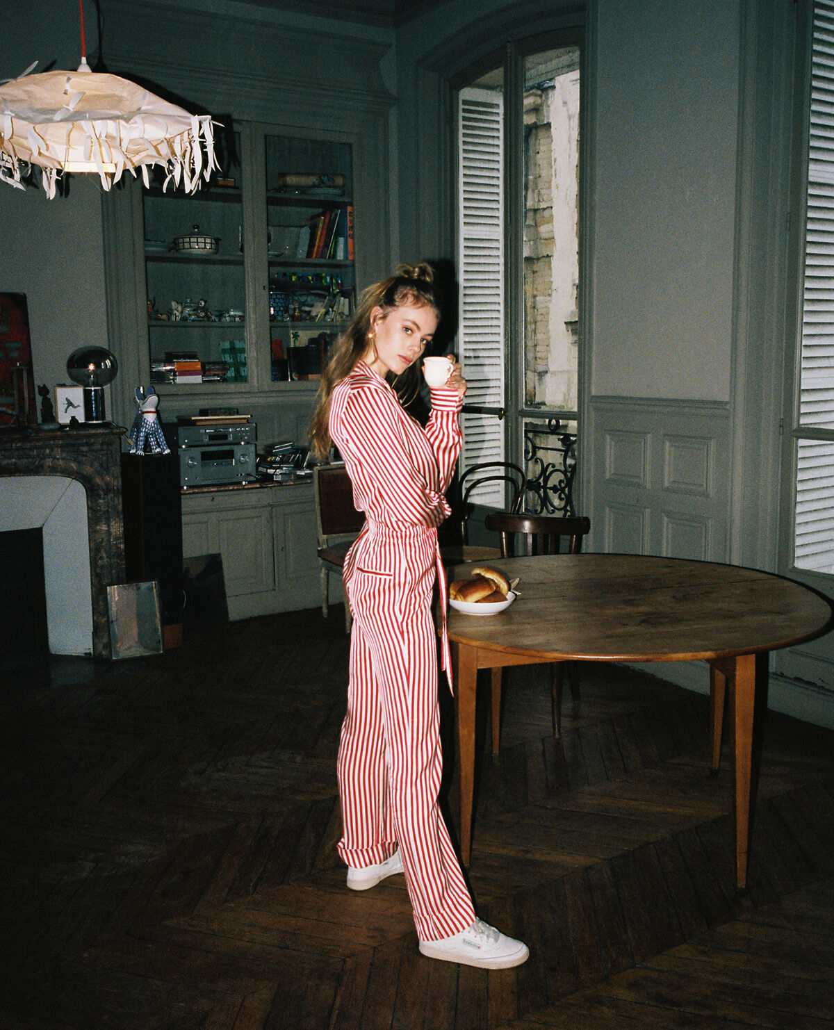 Red and white striped loose pants The Kooples Women