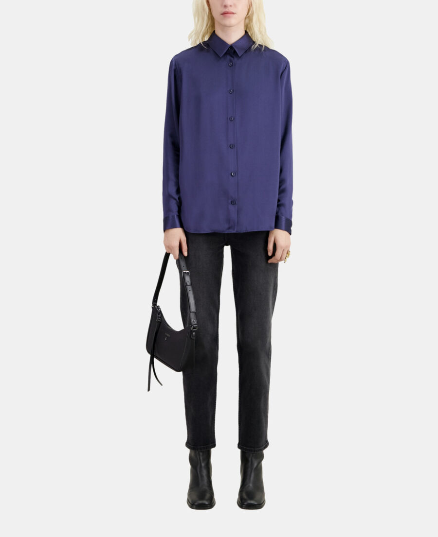 The Kooples FEMME NIGHT BLUE chemise en soie bleue