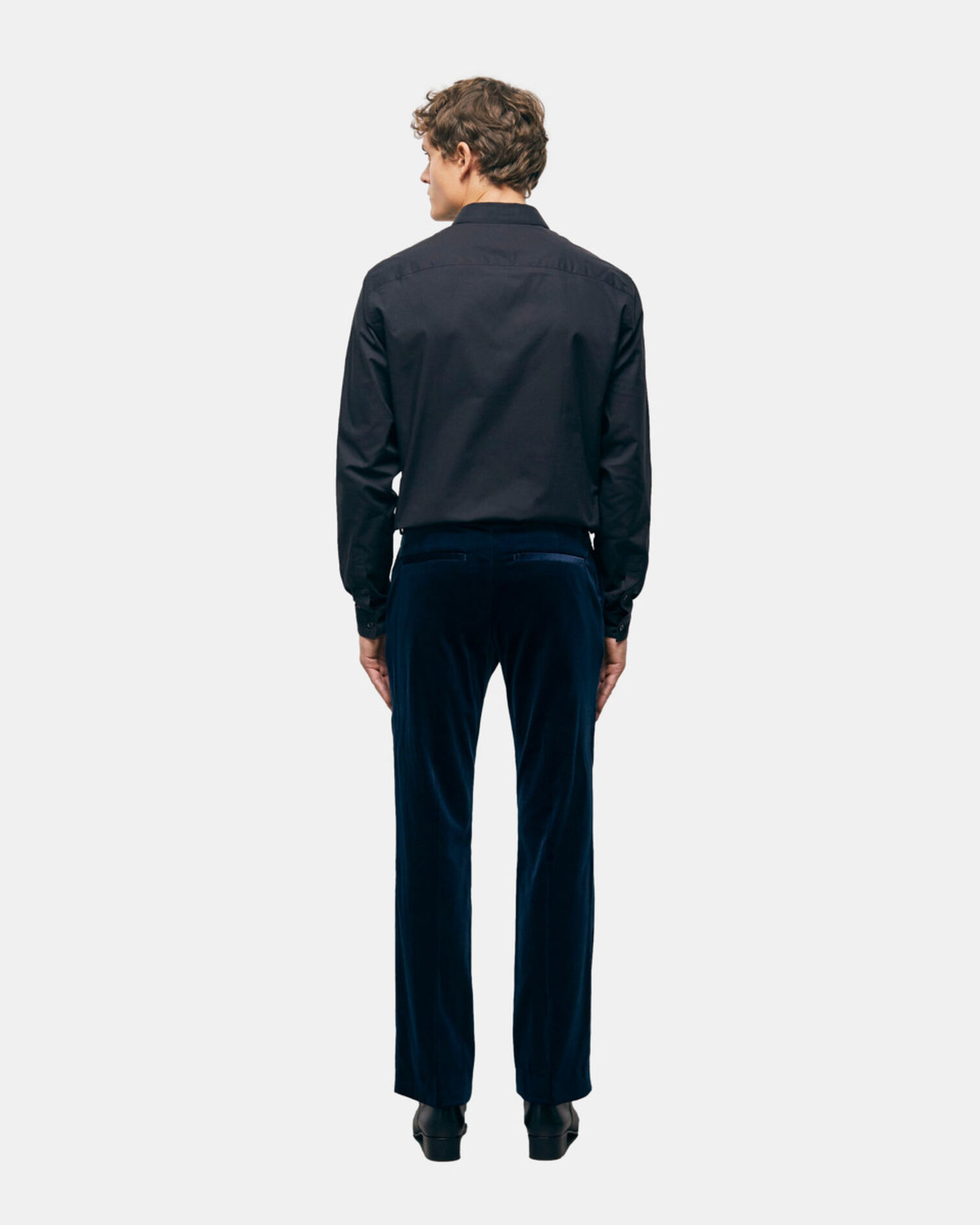 Blue velvet suit pants, NAVY, hi-res image number null