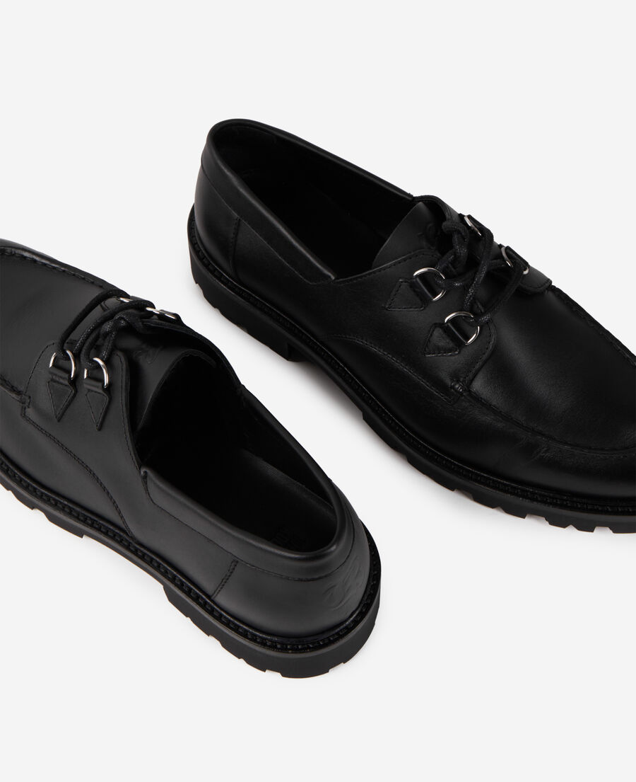 The Kooples HOMME BLACK derbies en cuir noir avec lacets