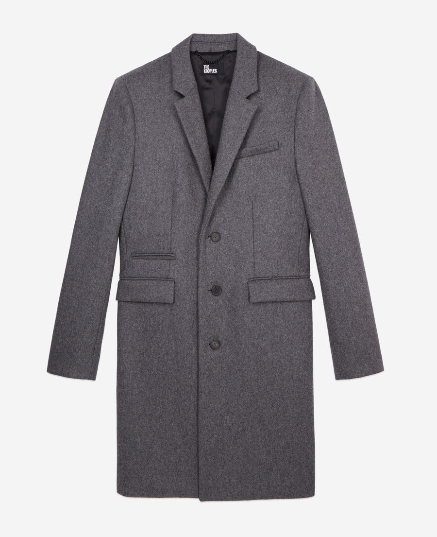 long heather grey coat in wool blend