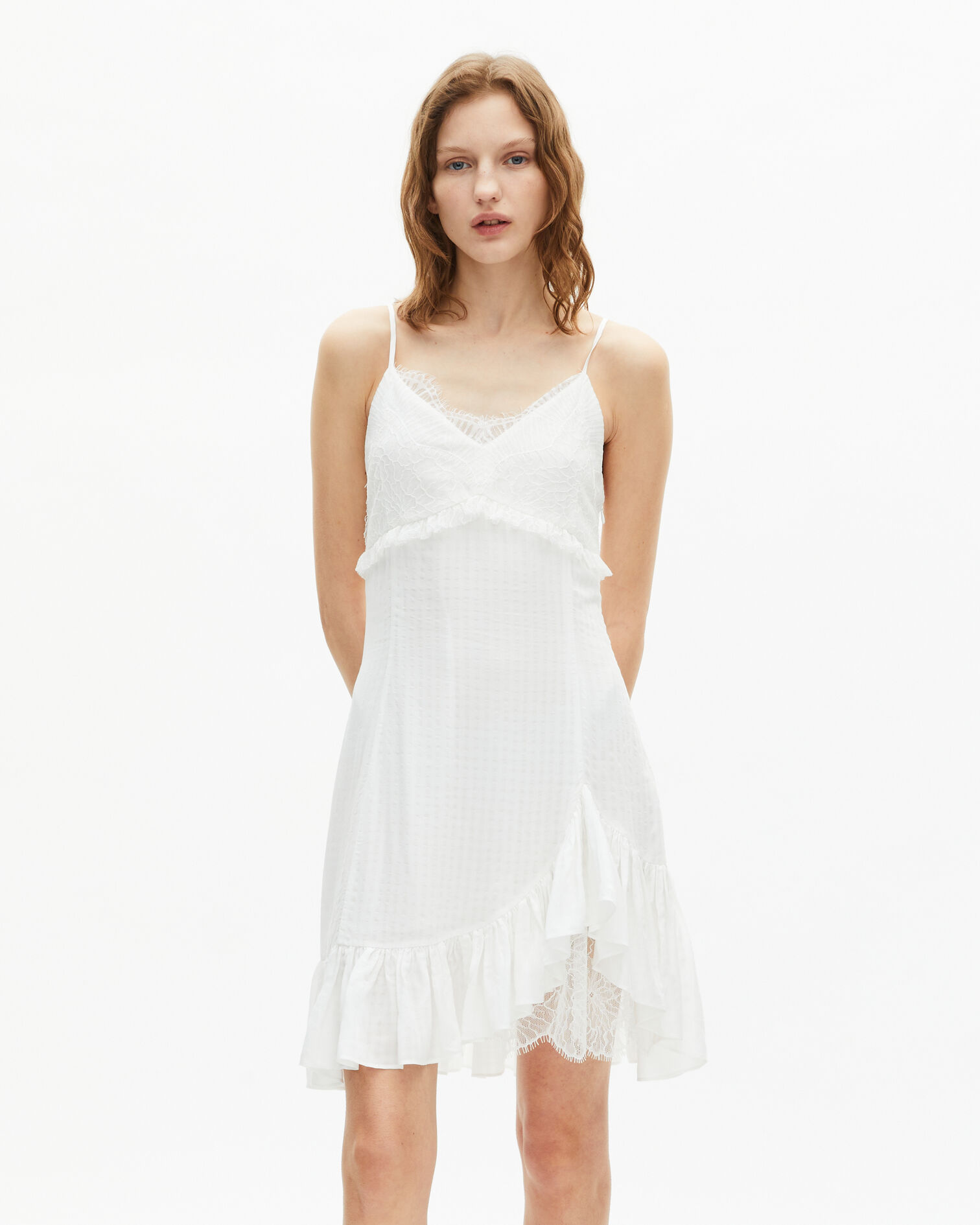 Robe courte avec dentelle écrue, ECRU, hi-res image number null