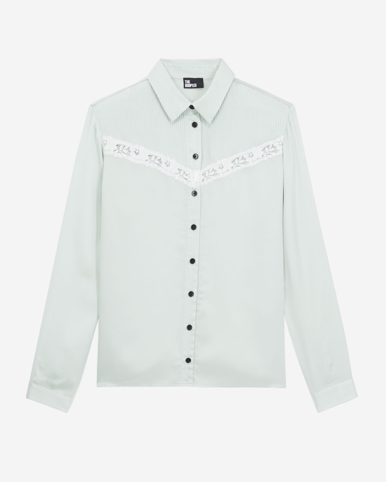 The Kooples WOMEN OCEAN light green shirt with lace detail