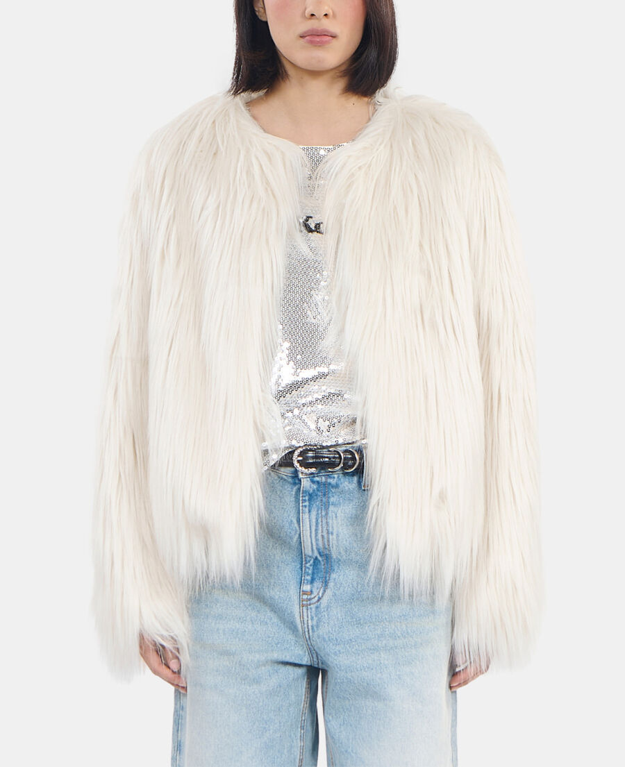 The Kooples F ECRU ecru faux fur coat