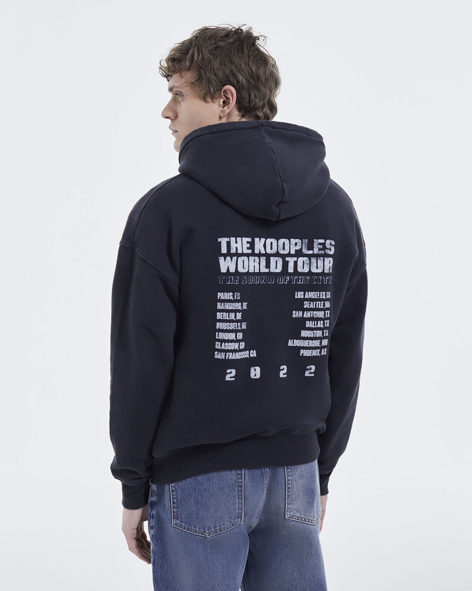 Sweat capuche noir délavé oversize print, BLACK WASHED, hi-res image number null