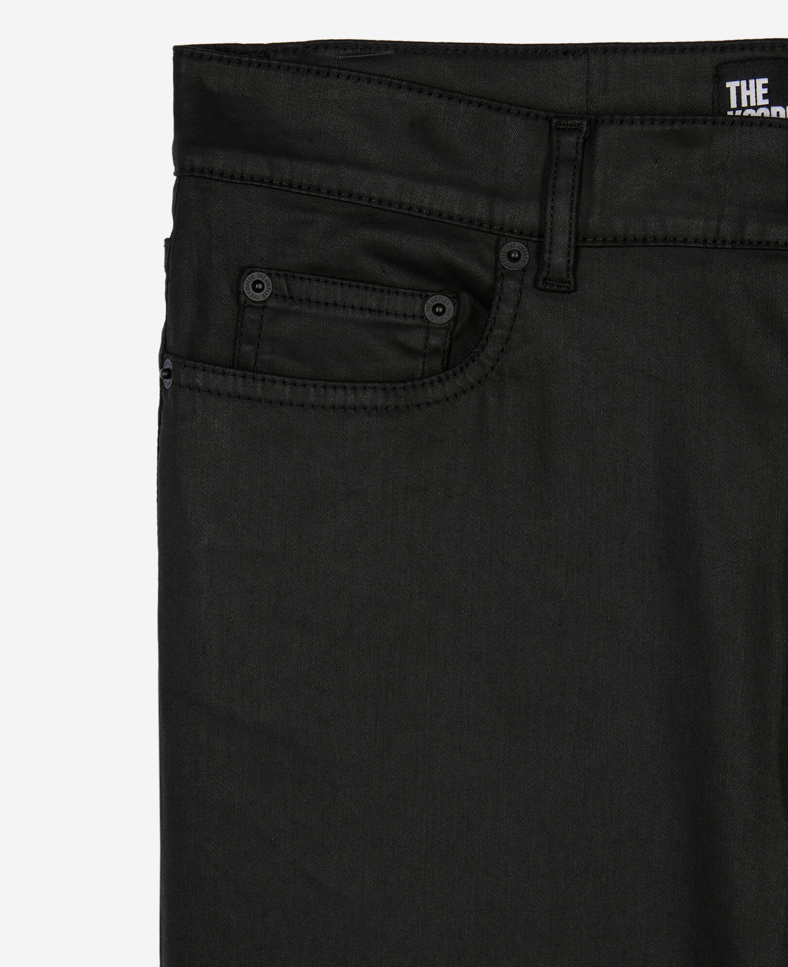 The Kooples MEN BLACK black leather-effect straight-cut jeans