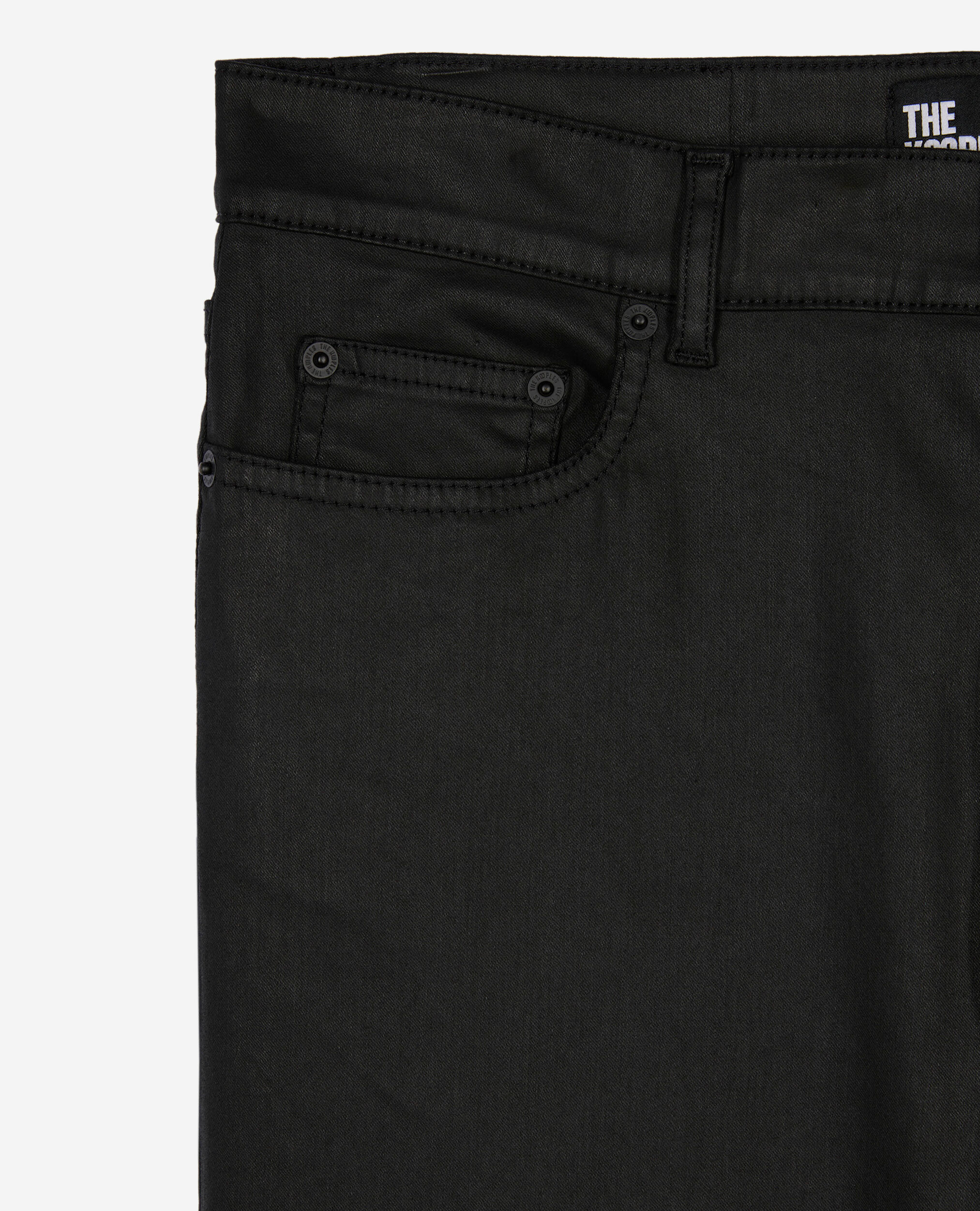 Black leather-effect straight-cut jeans, BLACK, hi-res image number null