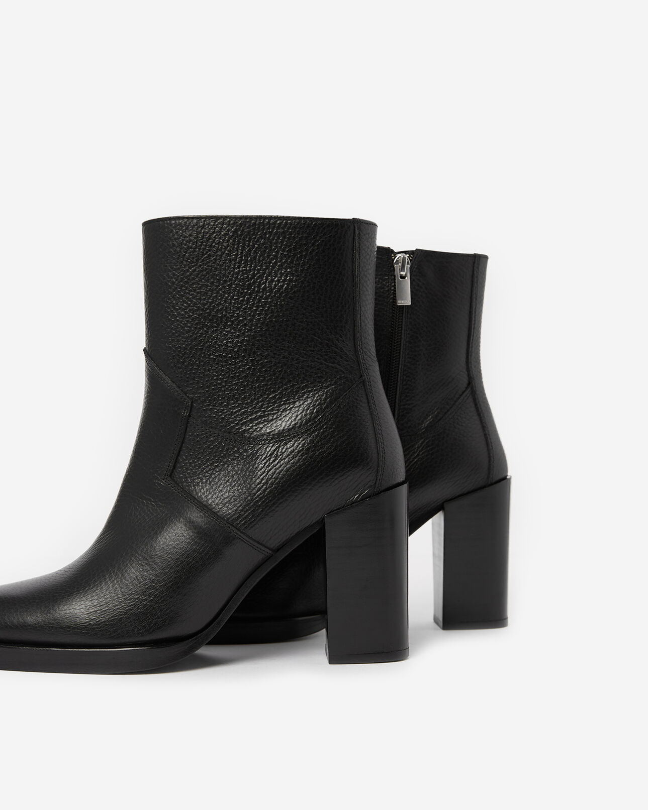 The Kooples WOMEN BLACK square black leather ankle boots