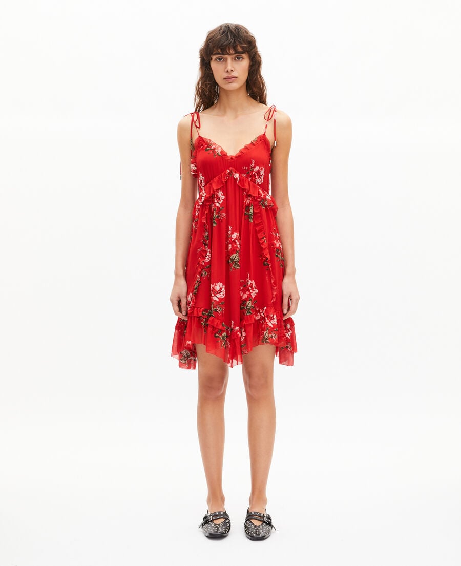 The Kooples F RED / GREEN red floral print short dress