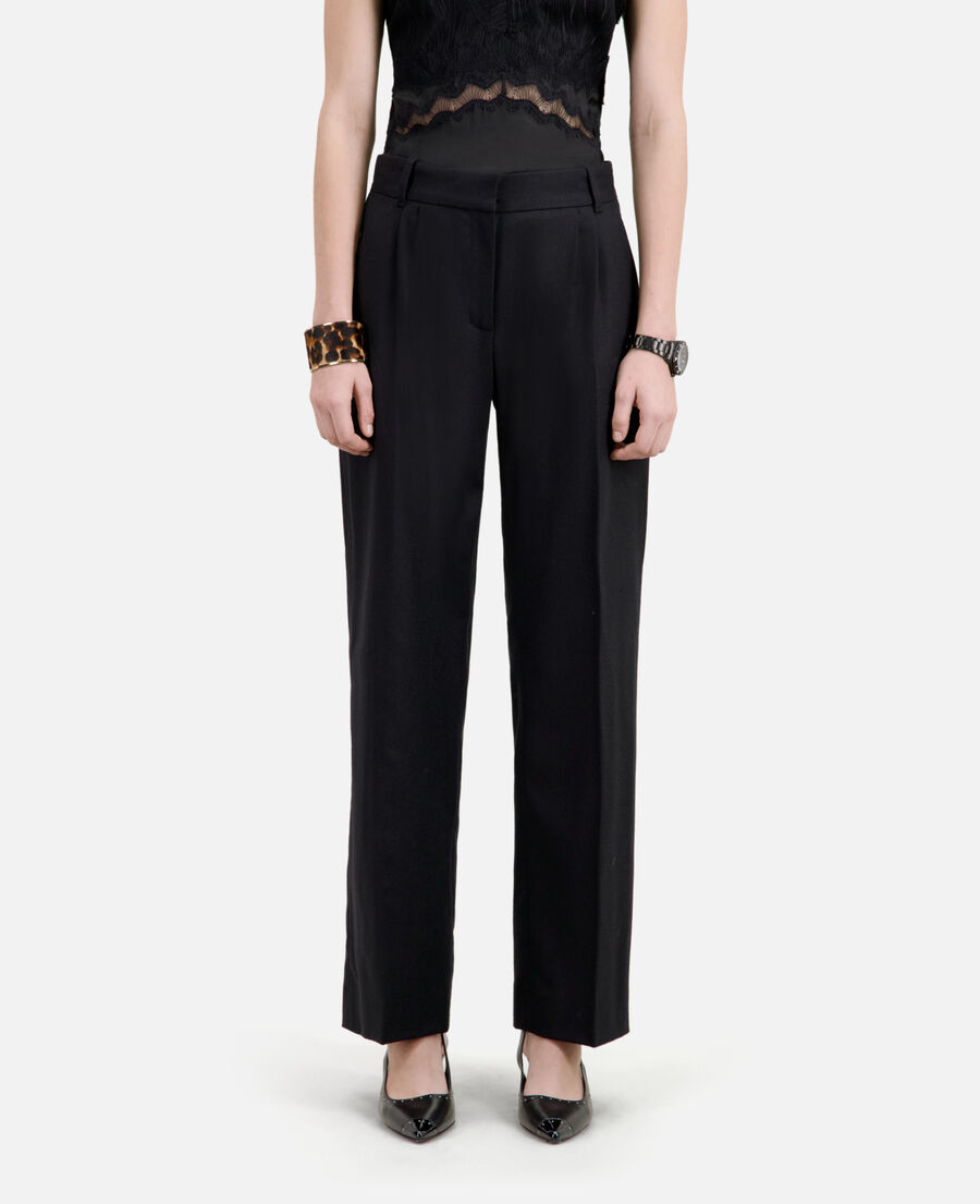 The Kooples F BLACK black flannel trousers with pleats