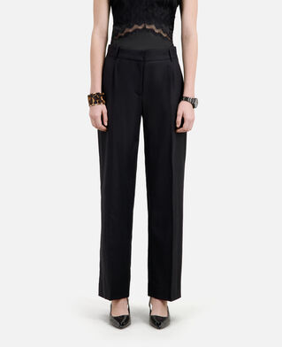 The Kooples F BLACK black flannel trousers with pleats