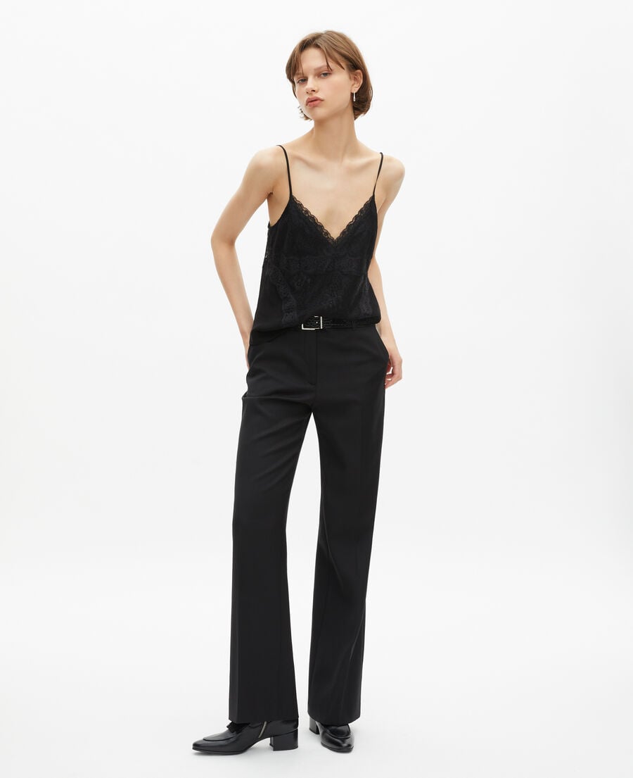 The Kooples WOMEN BLACK black straight-cut wool tailored trousers 