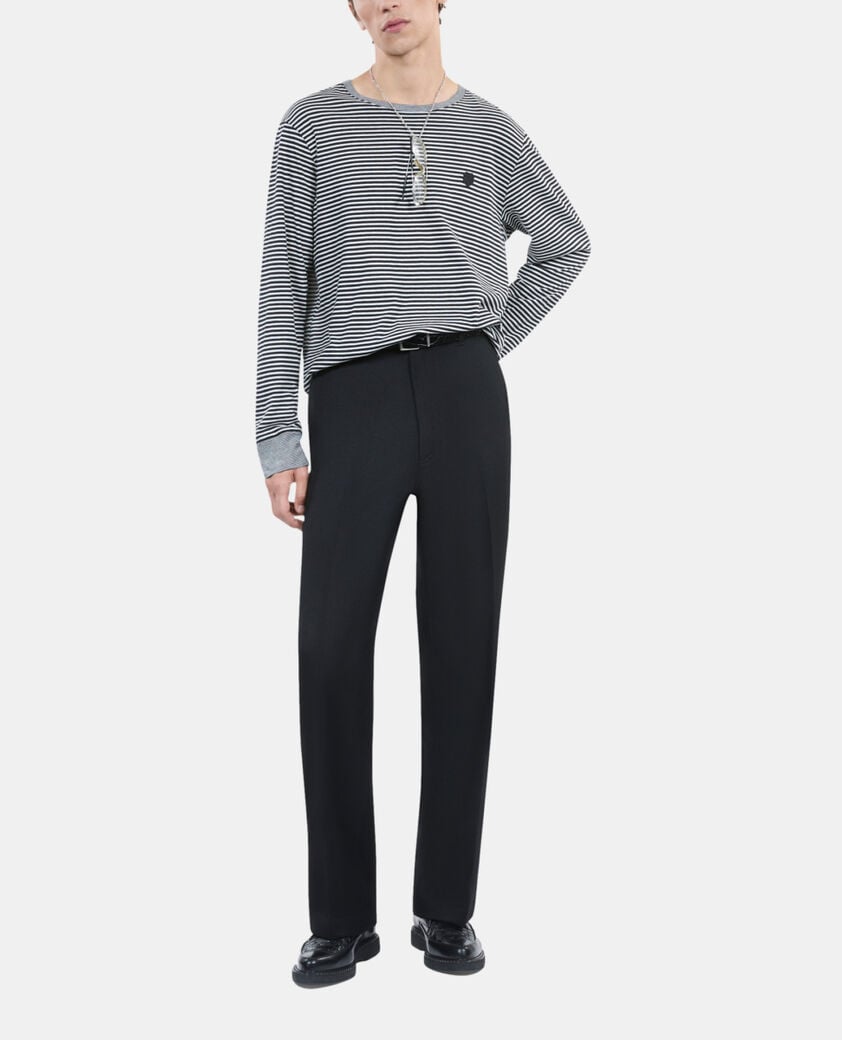 The Kooples H BLACK / WHITE striped long-sleeved t-shirt