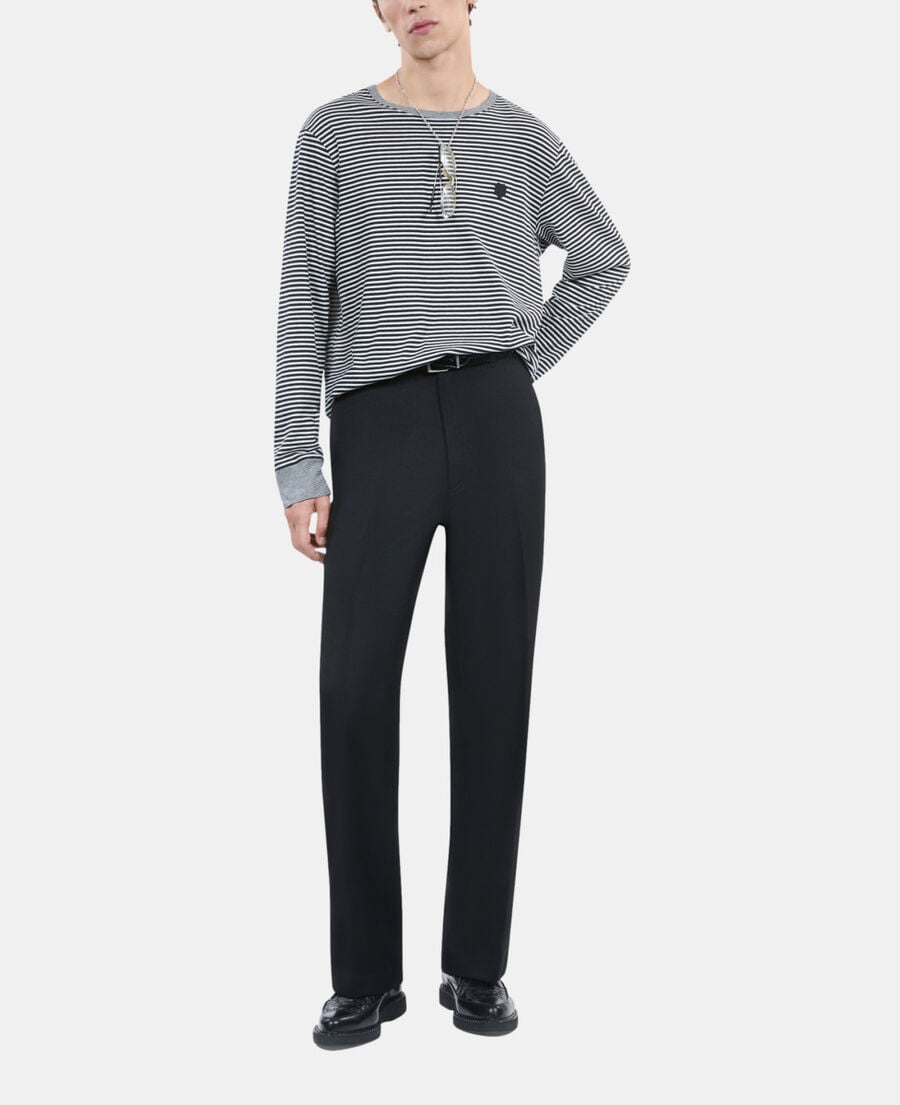 The Kooples H BLACK / WHITE striped long-sleeved t-shirt