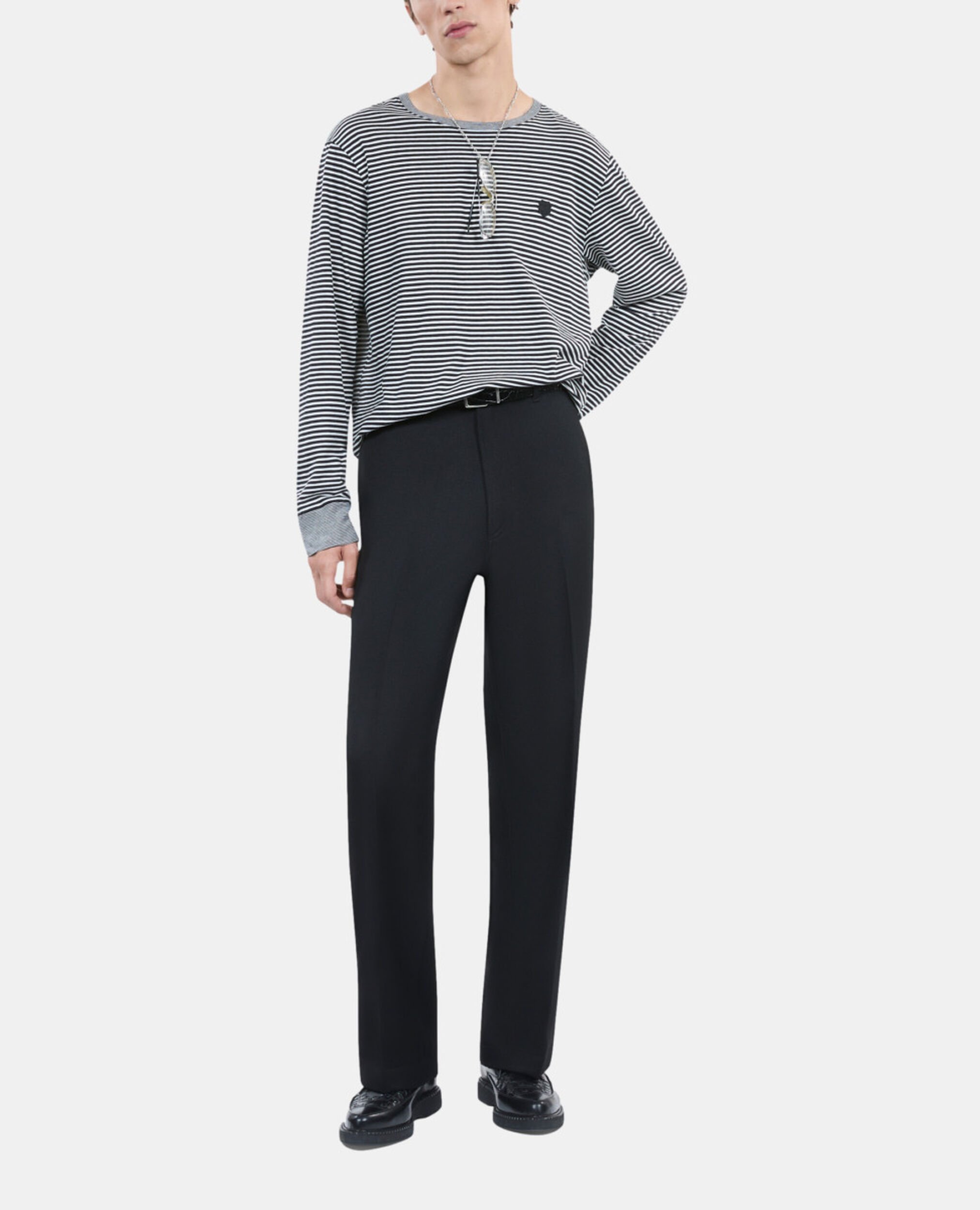 Striped long-sleeved t-shirt, BLACK / WHITE, hi-res image number null