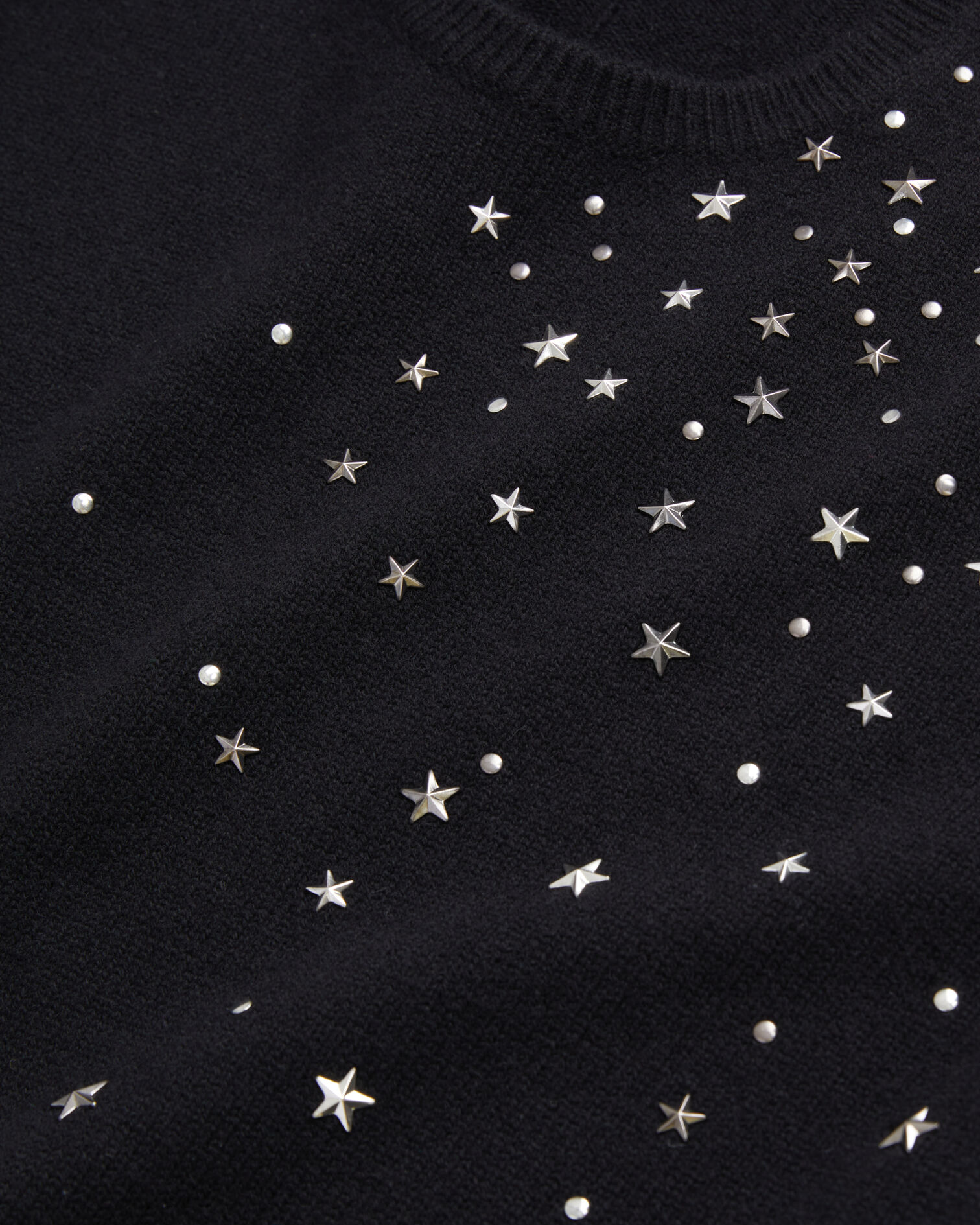 Pull noir en mélange de cachemire avec étoiles, BLACK, hi-res image number null