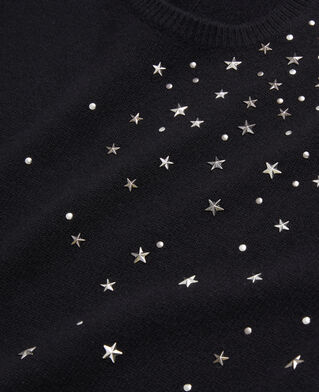 The Kooples F BLACK black cashmere blend sweater with stars
