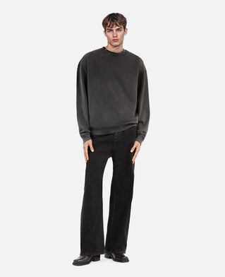 The Kooples HOMME BLACK WASHED sweatshirt avec serigraphie noir délavé