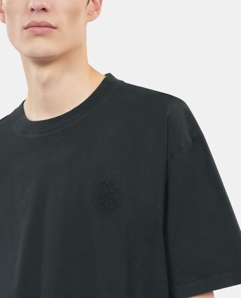 The Kooples HERREN BLACK WASHED schwarzes t-shirt mit logo