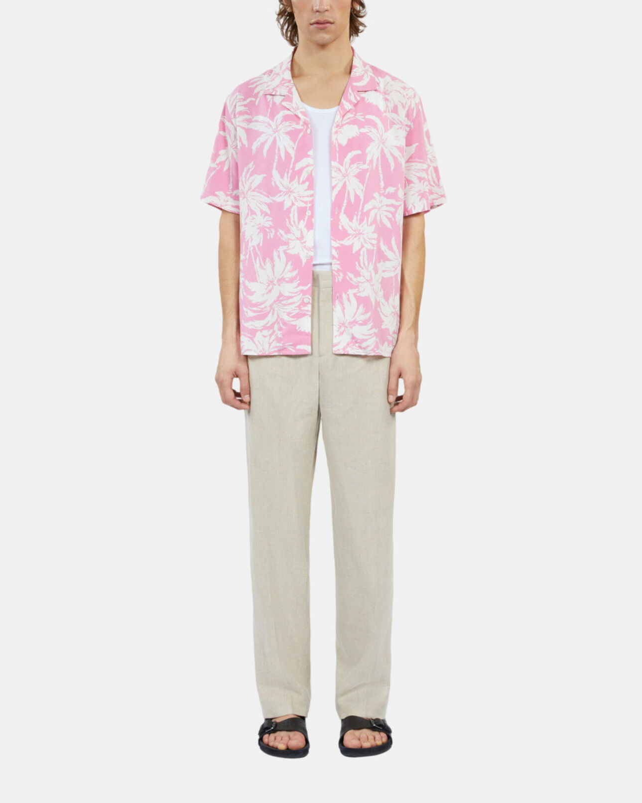 The Kooples MEN PINK-WHITE short-sleeved printed shirt