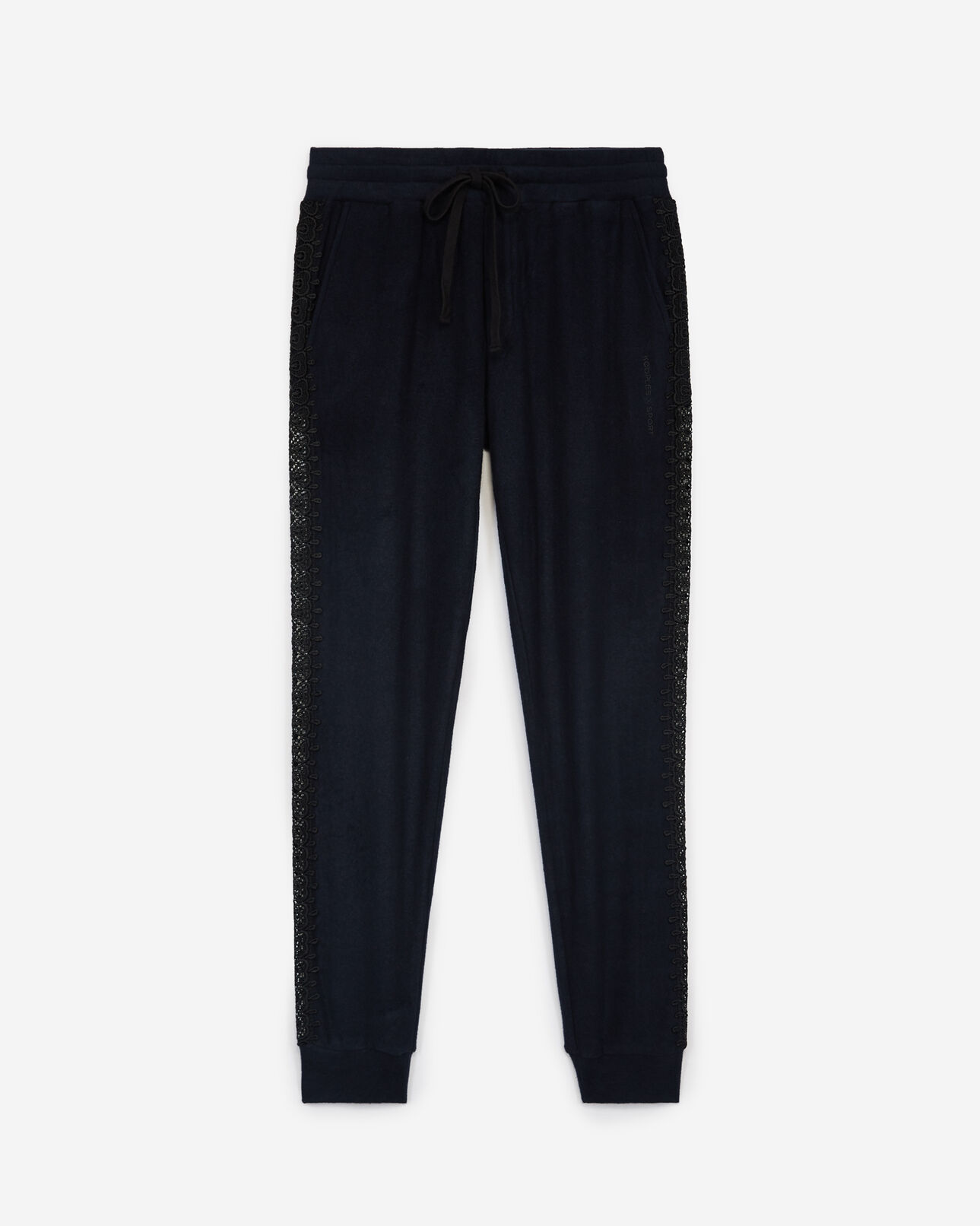 The Kooples DAMEN NAVY blaue molton-jogginghose mit spitzendetails