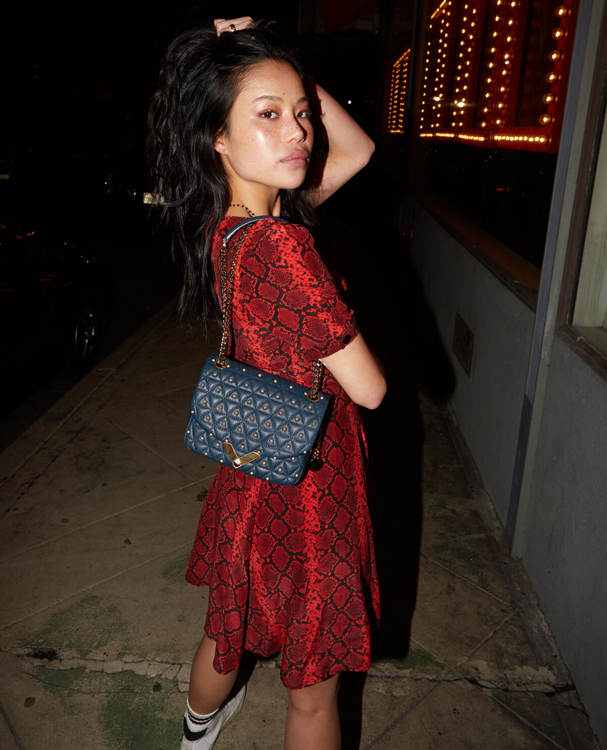 Red snake print best sale dress